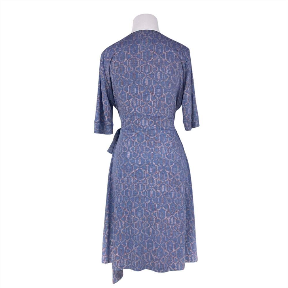 TOAD&CO Cue Wrap Cafe Dress w/ Attached Belt & Pockets Blue/Orange Size S - Picture 5 of 7
